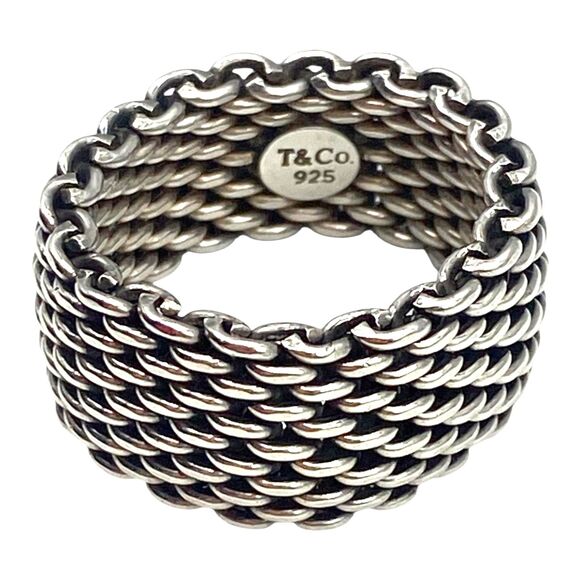 Tiffany & Co. Somerset .925 Sterling Silver Mesh Ring Size 7 100% Authentic - Picture 2 of 7